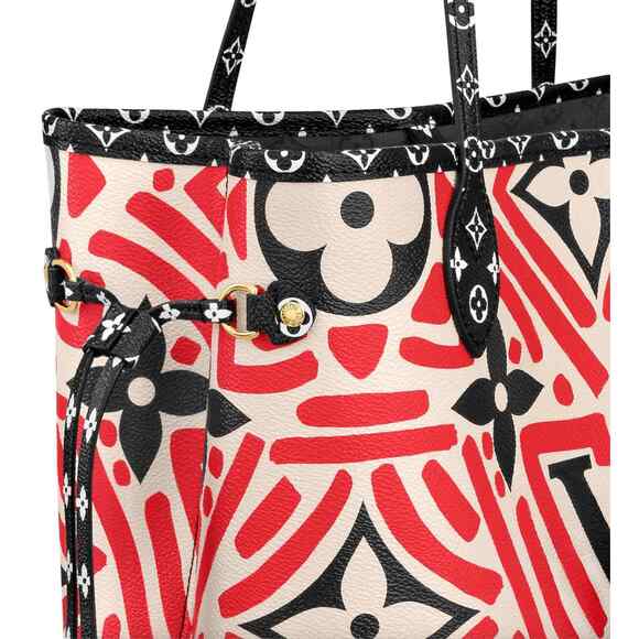 Louis Vuitton Crafty Neverfull MM White Black Red Tote Top Handle Shoulder Bag - Picture 5 of 12
